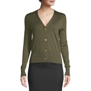 Women's Knit Ribbed Trim Cardigan Sweater, Grape Leaf